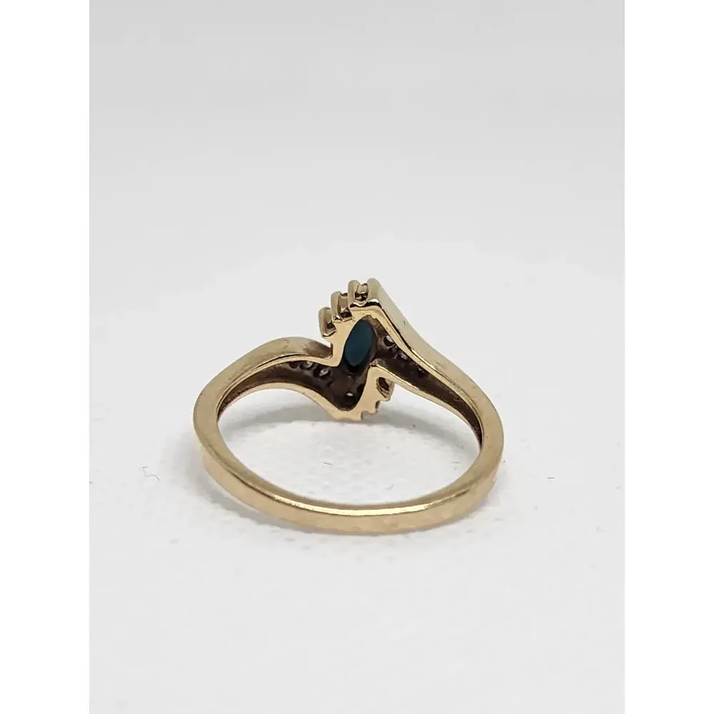 10K YELLOW GOLD SAPPHIRE & DIAMONDS RING SIZE 5.5